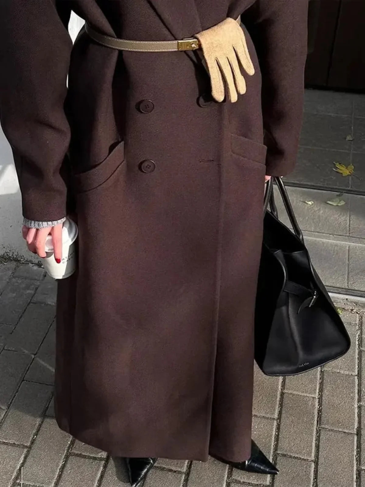 Oversized Double-breasted Wool Trench Coat
