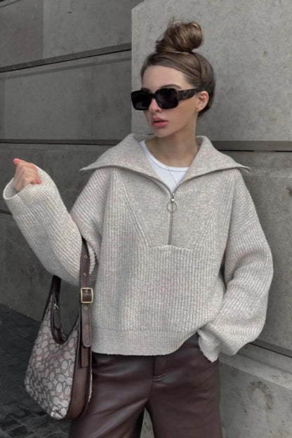 Loose Fit V-neck Knit Sweater