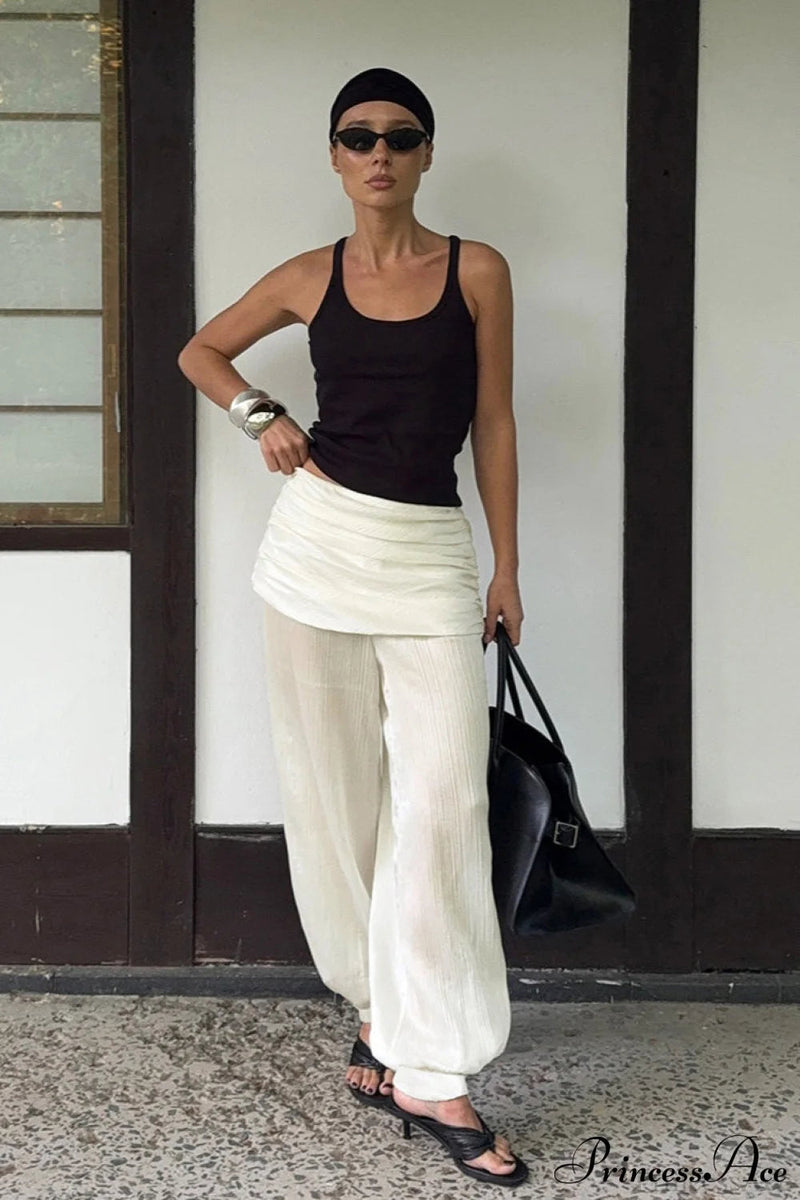 Loose Ruched Cuffed Harem Pants
