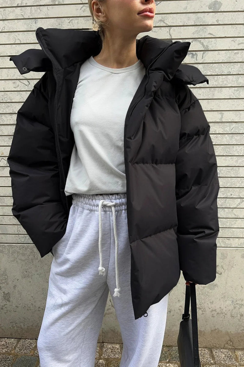 Loose Minimalist Hooded Cotton Coat