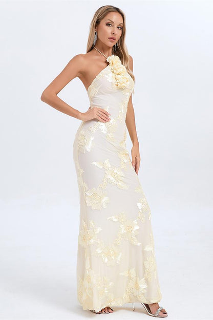 Lorraine Halter Emboidered Maxi Dress