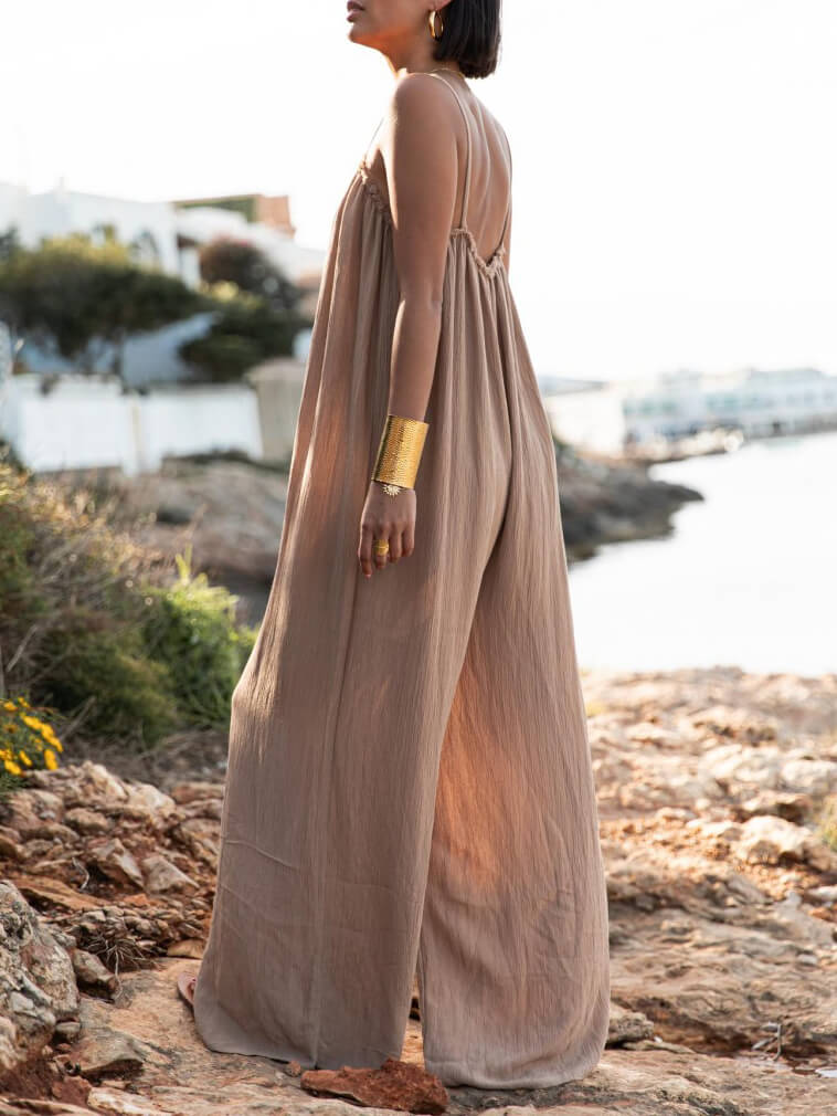 Vacation Suspender Loose Wide Leg Jumpsuit