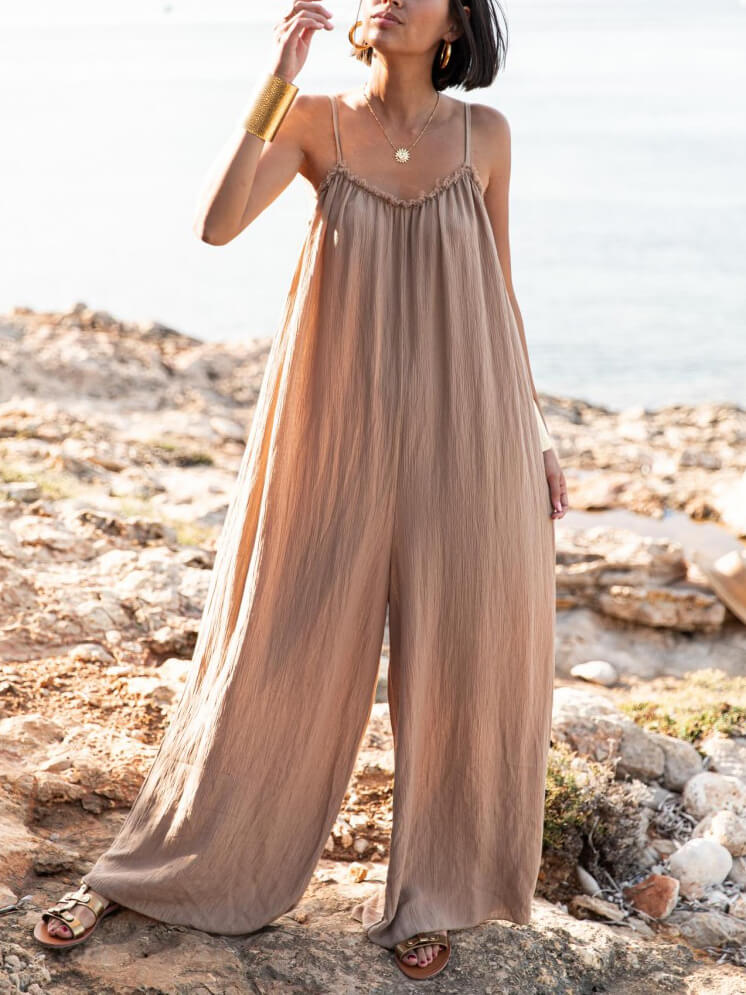 Vacation Suspender Loose Wide Leg Jumpsuit