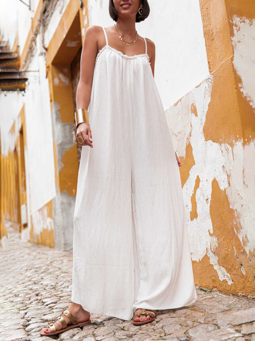 Vacation Suspender Loose Wide Leg Jumpsuit