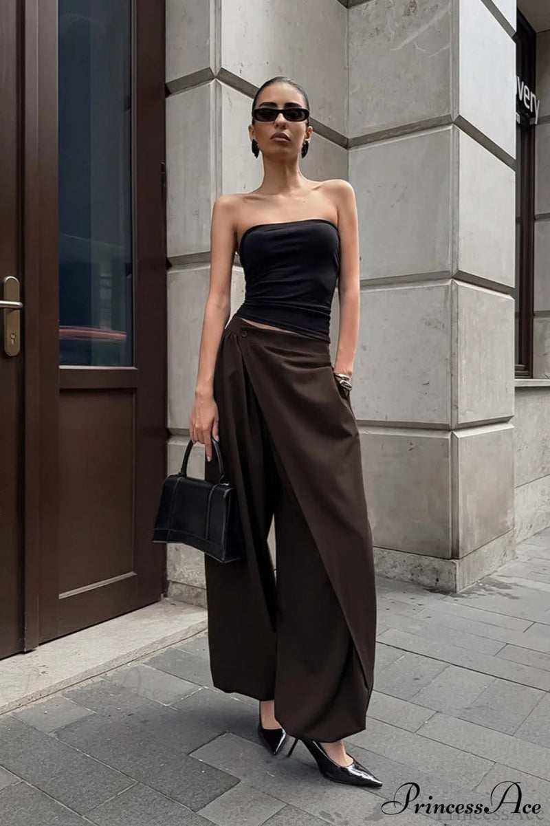 Maillard Asymmetrical High Waist Pants