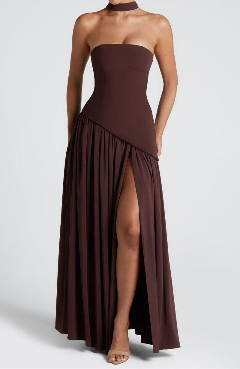 Ainara Maxi Dress - Plum Brown
