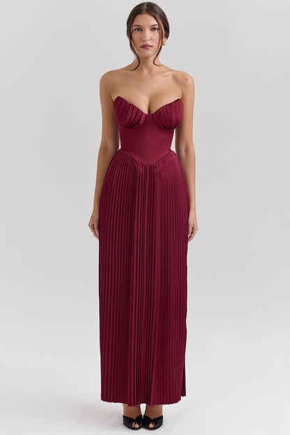 Wine Red – Strapless Slim Fit Maxi Dress