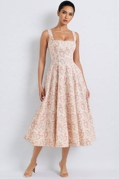 Valely Print Cotton Midi Dress