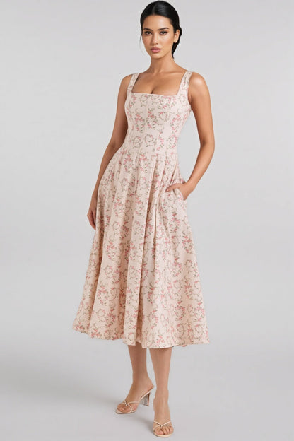 Valely Print Cotton Midi Dress