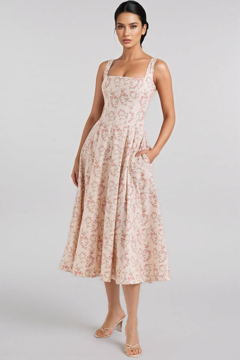 Valely Print Cotton Midi Dress