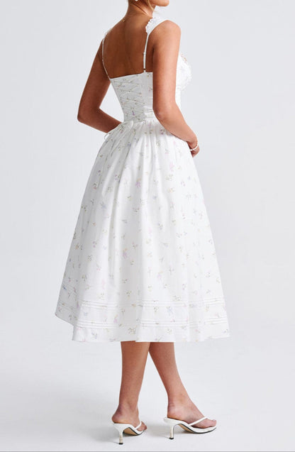 Romanadia Midi Dress - White Multi Print