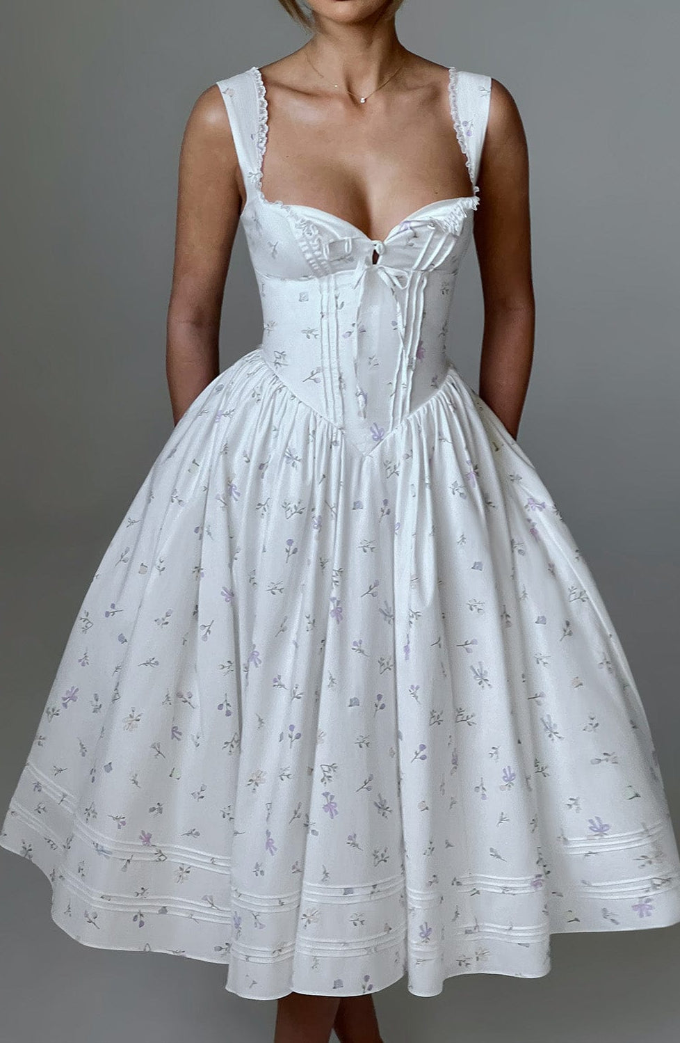 Romanadia Midi Dress - White Multi Print