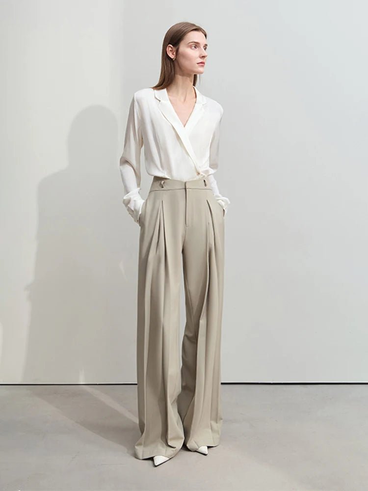 Minimalist Wide-leg Pleated Pants
