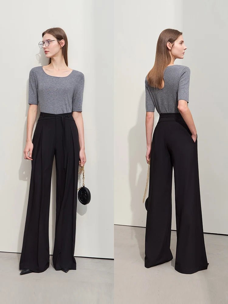 Minimalist Wide-leg Pleated Pants