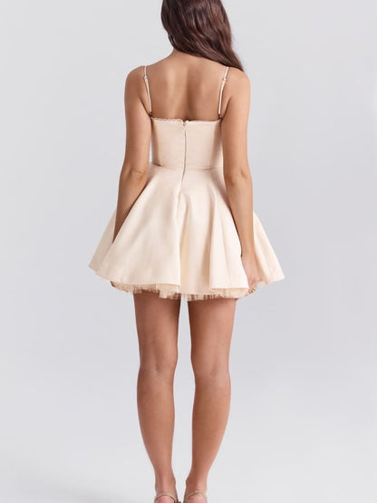 Cream Tulle Mini Dress