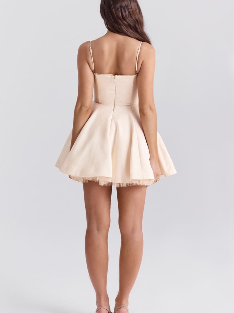 Cream Tulle Mini Dress