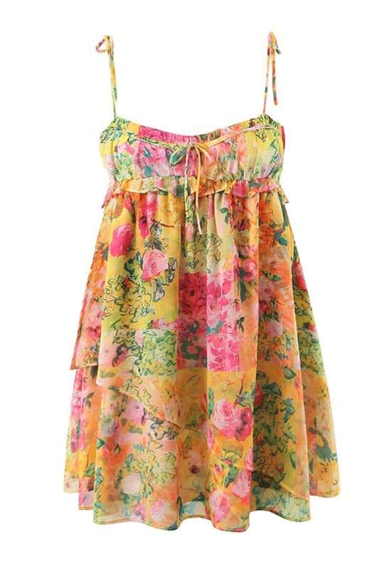 Mona Printed Chiffon Mini Dress