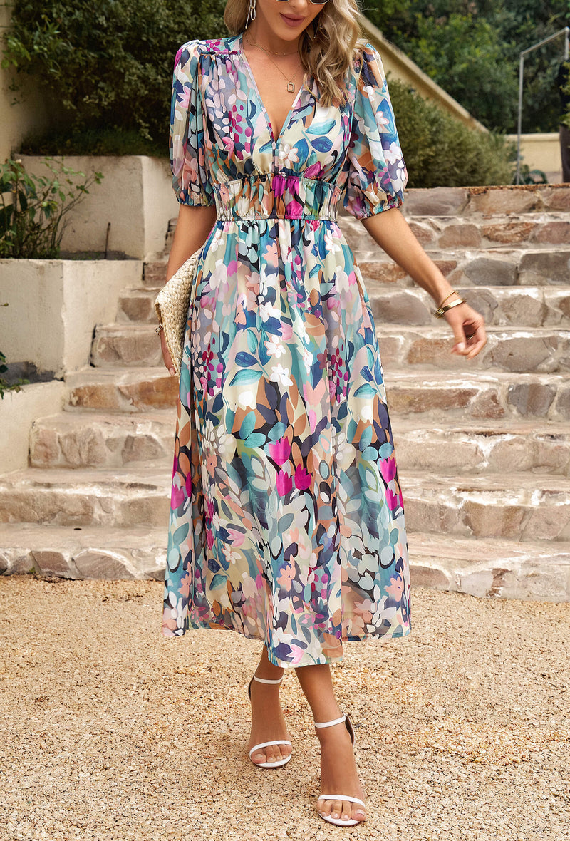 Euphoric Mood Printed Midi Dress - Multi