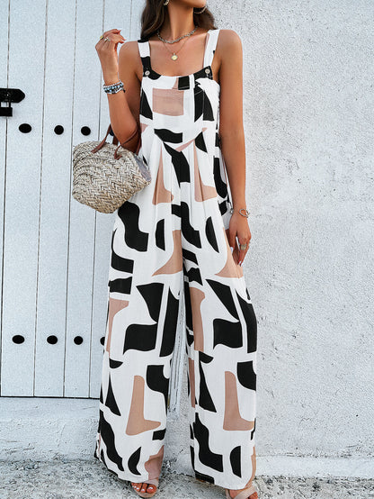 Funky Female Printed Wide Leg Jumpsuit - Multi