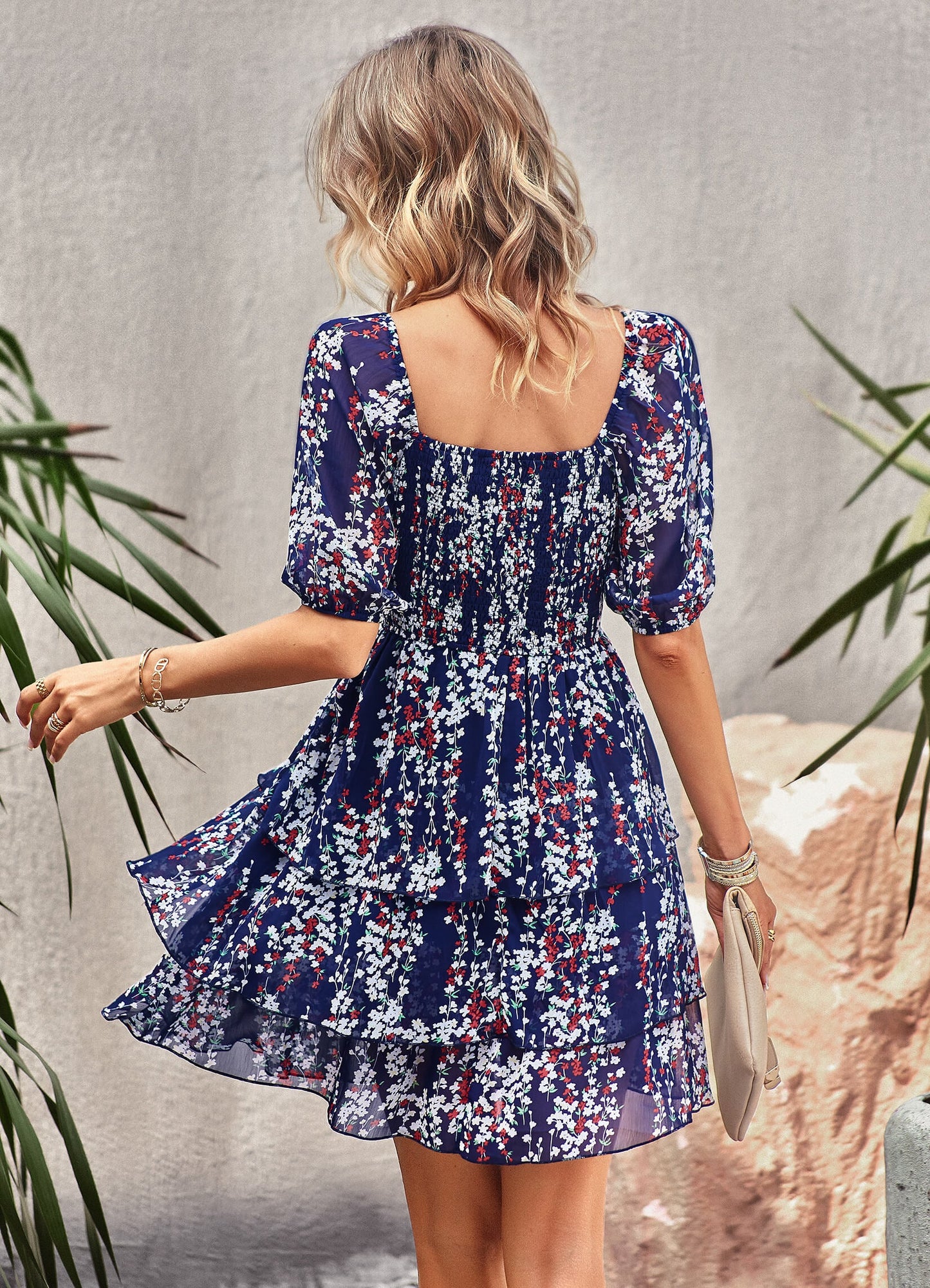 Think Garden Printed Mini Dress - Navy
