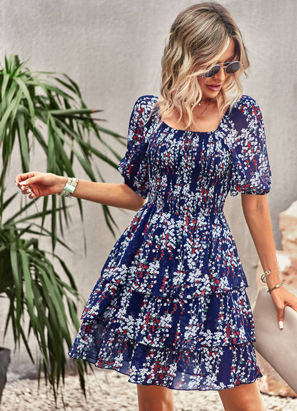 Think Garden Printed Mini Dress - Navy