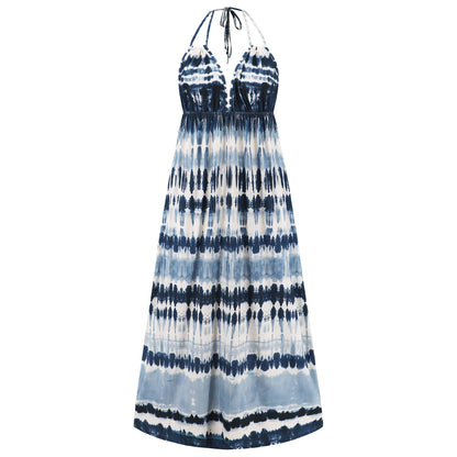 Beach Paradise Tie-dye Maxi Dress - Navy