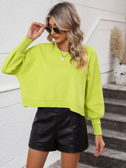 Lorian Oversized Pullover Sweater - Neon Green