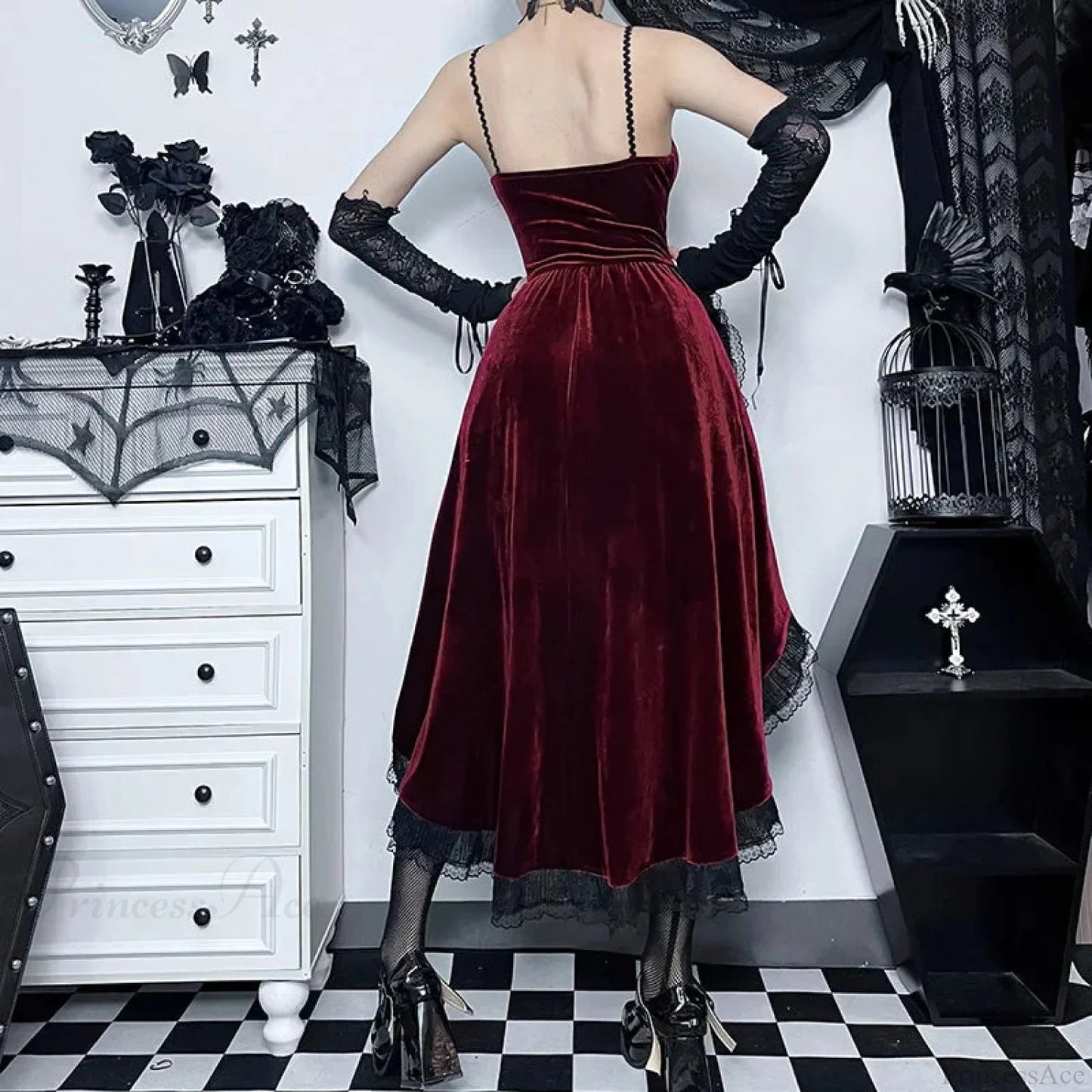 Obscure Attractive Cinch Waist Pull Midi Dress