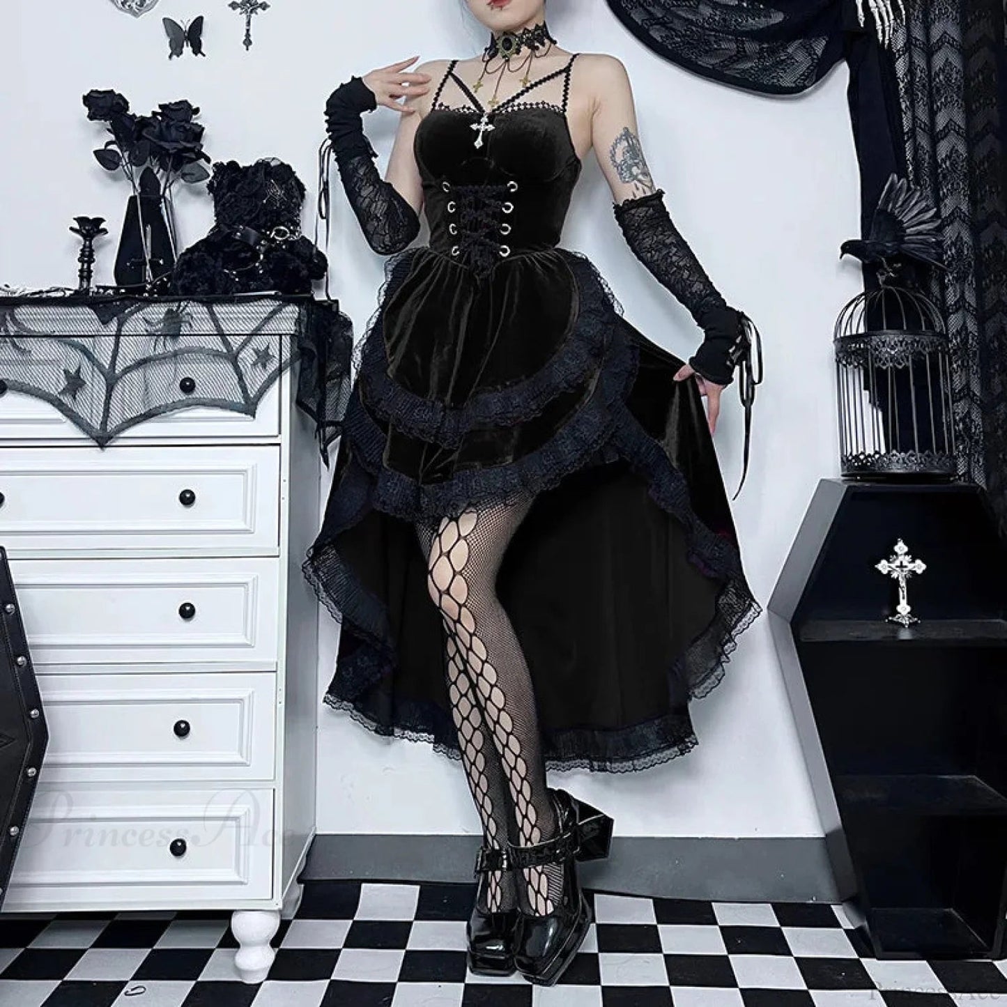 Obscure Attractive Cinch Waist Pull Midi Dress