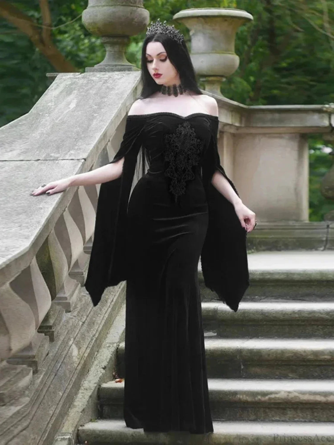 Off Shoulder Flare Sleeve Maxi Dress