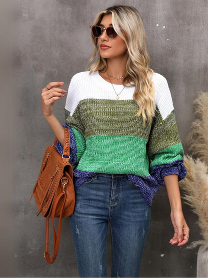 Chosen One Striped Knit Sweater - Olive