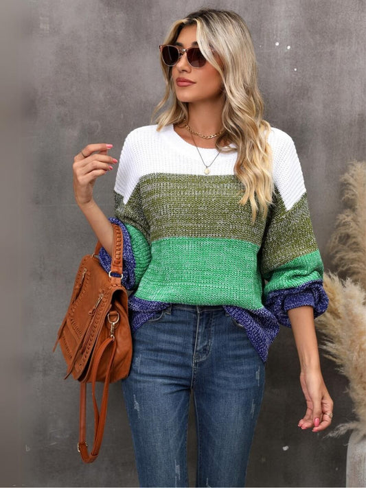 Chosen One Striped Knit Sweater - Olive