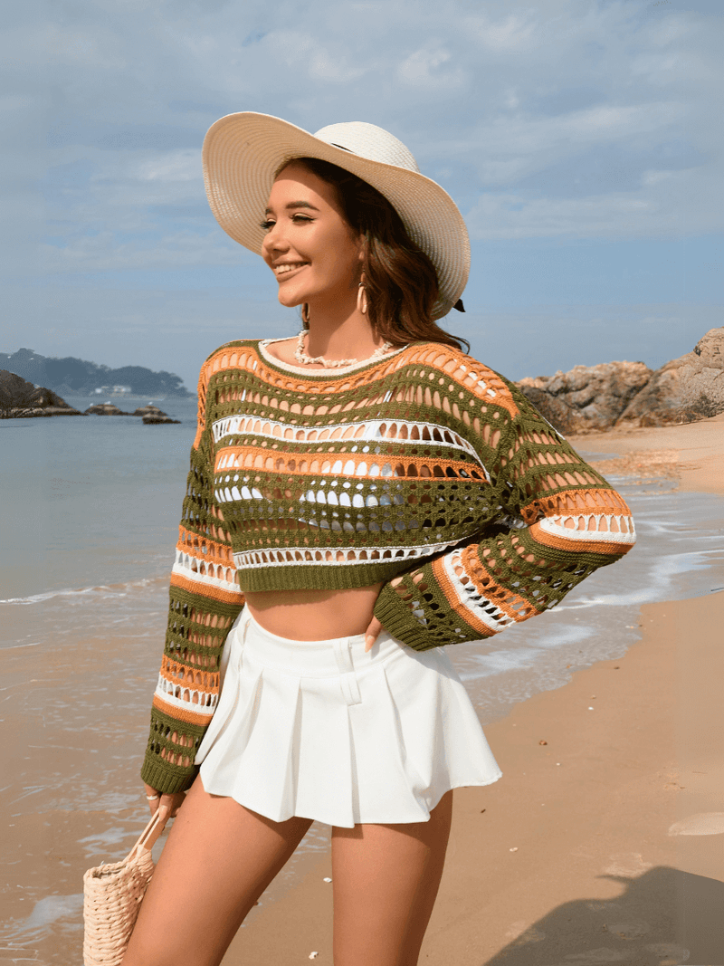 Novalie Cover Up Pullover Sweater - Olive