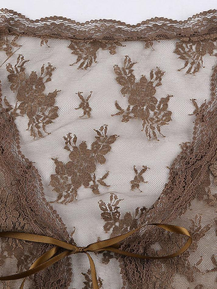 Y2k Open Front Lace Long Sleeve Crop Blouse