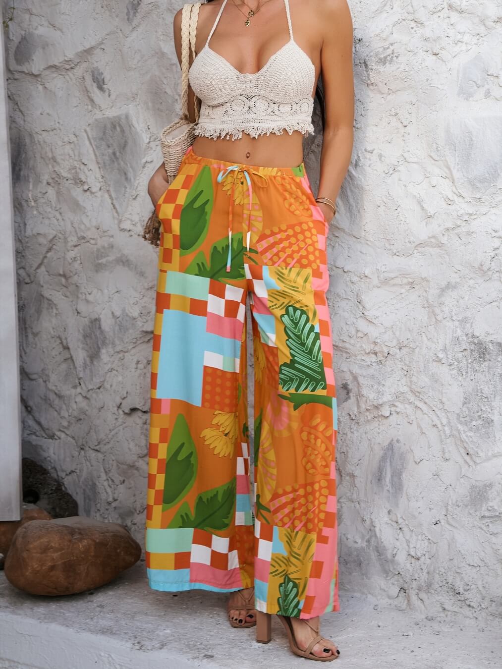Yacht Party Wide Leg Pants - Orange