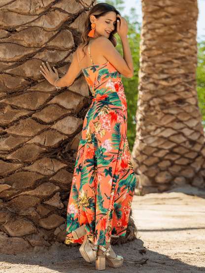 Cynthia V-neck Maxi Dress - Orange