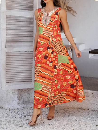 Emelia Print Maxi Dress - Orange