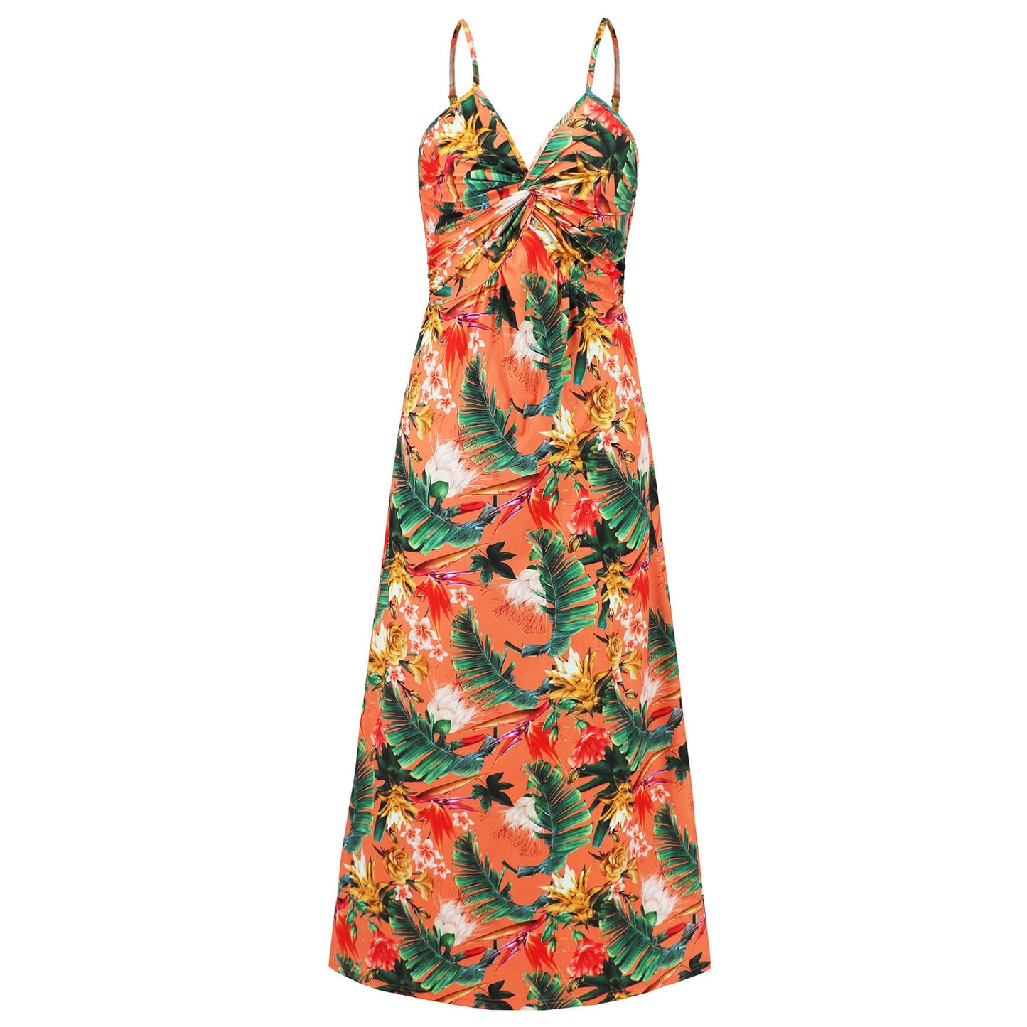 Cynthia V-neck Maxi Dress - Orange