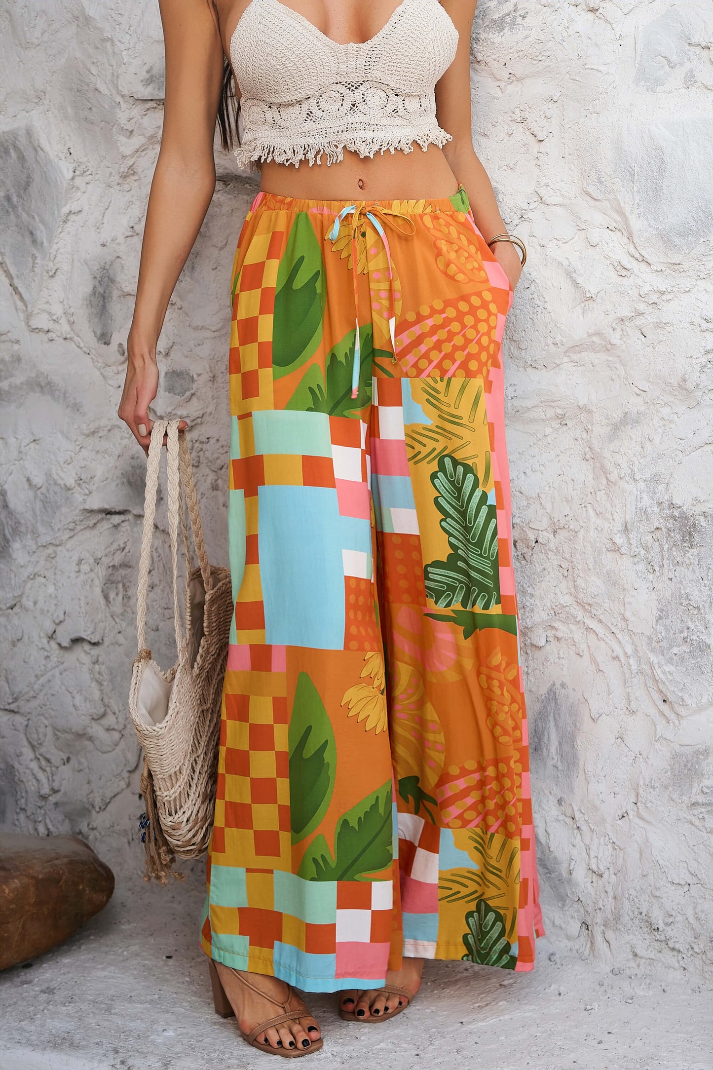 Yacht Party Wide Leg Pants - Orange