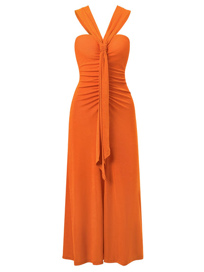 Rylee Halter Neck Maxi Dress - Orange