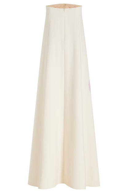 Dorothy Print Strapless Satin Maxi Dress