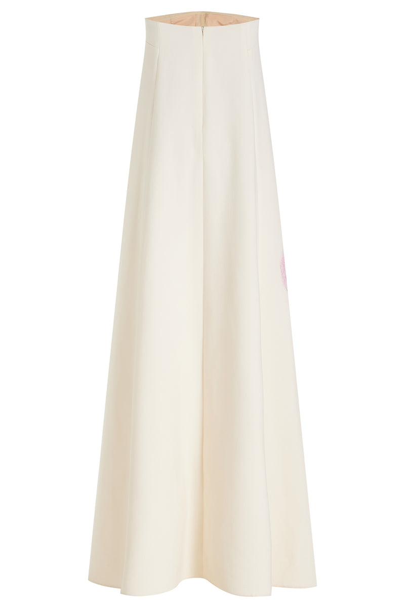 Dorothy Print Strapless Satin Maxi Dress