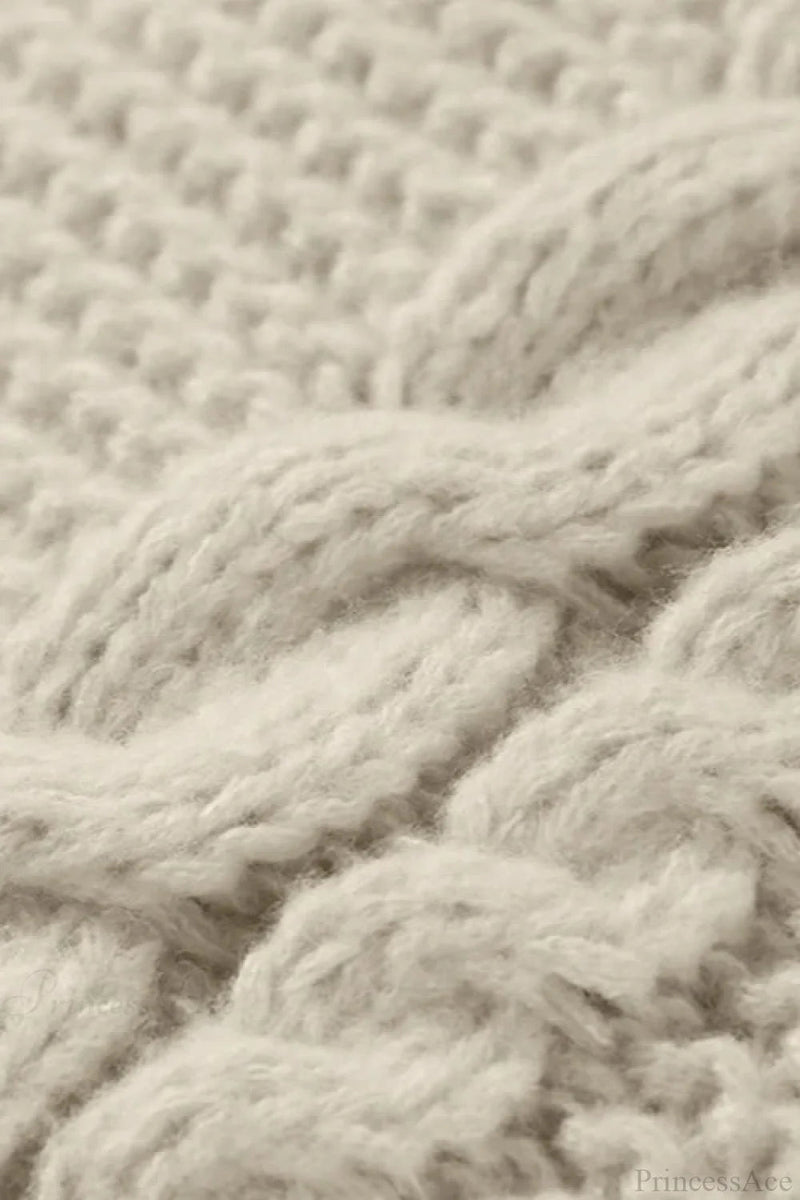 Oversized Cable Knit Crew Neck Sweater