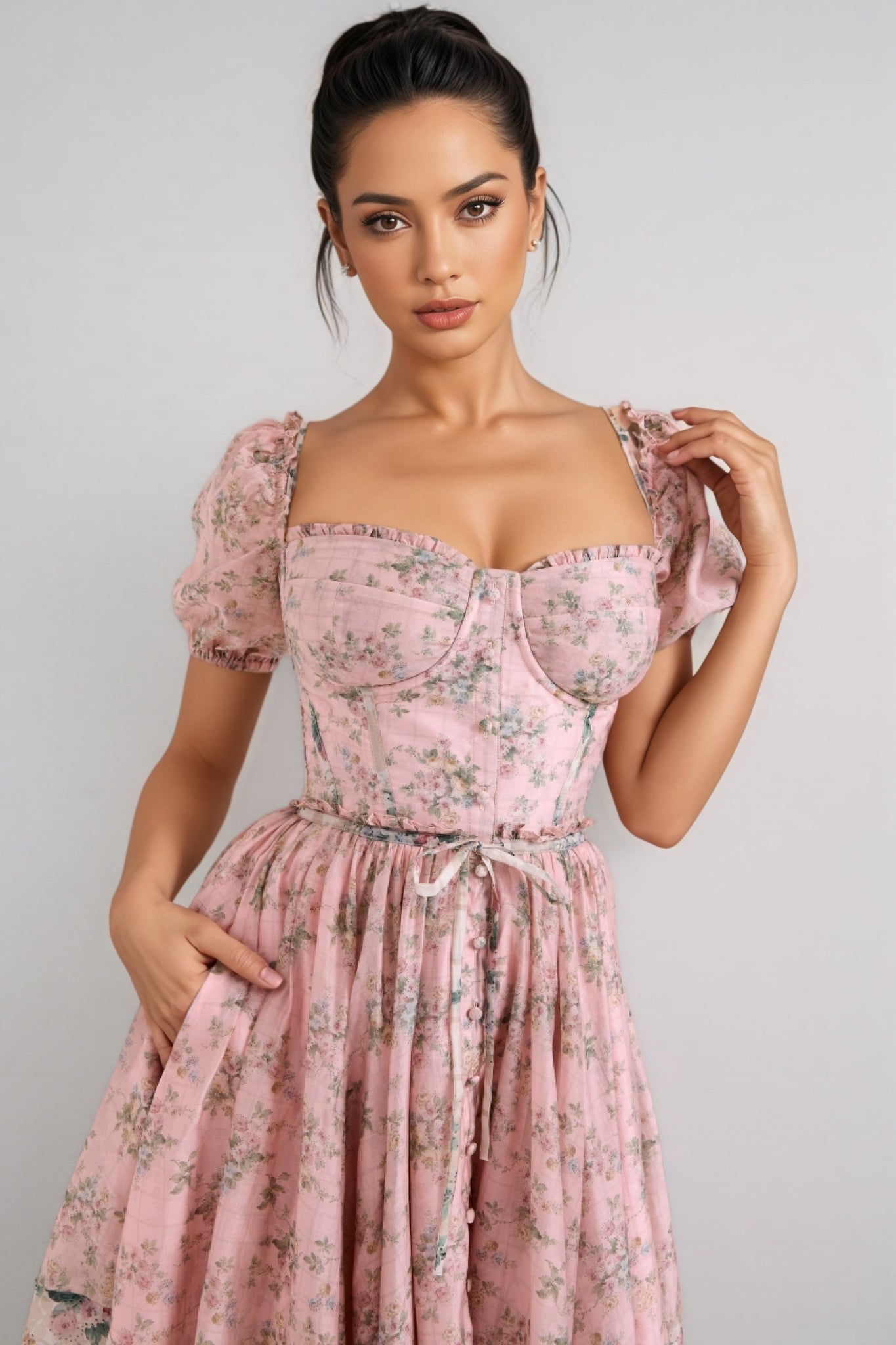 Nylta Pink Chiffon Midi Dress