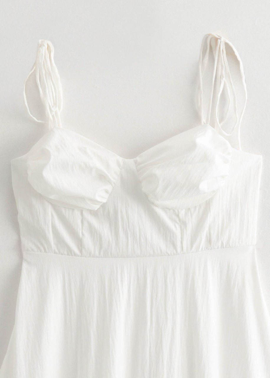 Santorini Breeze - Flowy Maxi Dress With Tie Straps