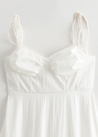 Santorini Breeze - Flowy Maxi Dress With Tie Straps