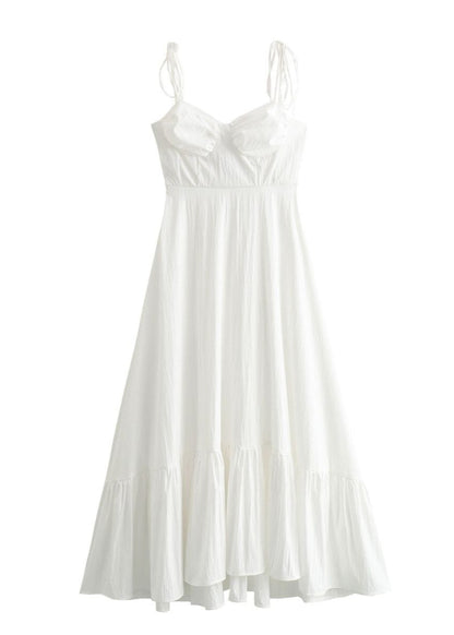 Santorini Breeze - Flowy Maxi Dress With Tie Straps