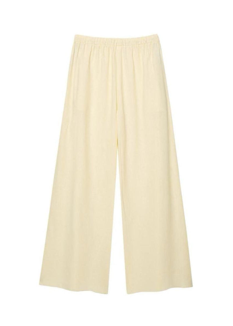 Limonetta - Scalloped Tie-front Blouse & Wide-leg Pants Set
