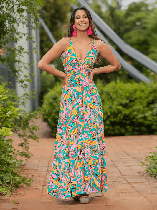 Cynthia V-neck Maxi Dress - Pink