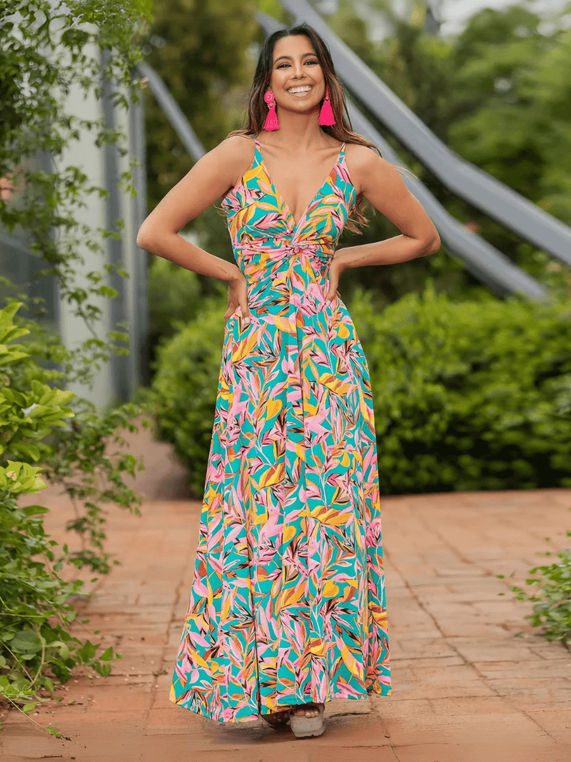 Cynthia V-neck Maxi Dress - Pink
